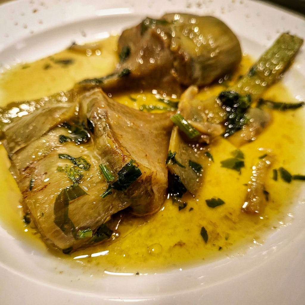 Lombrichelli alla carbonara con carciofi